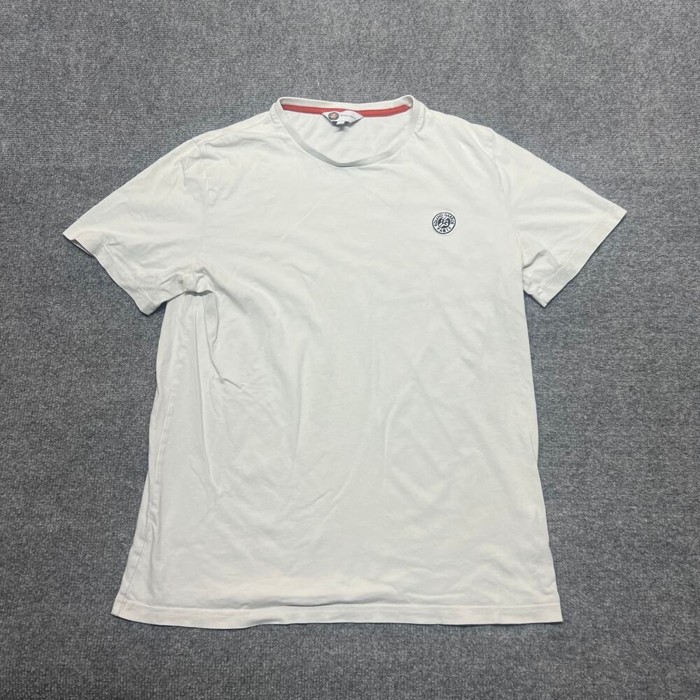 Roland Garros Paris Men's L White Cotton Logo Crew Neck T-Shirt